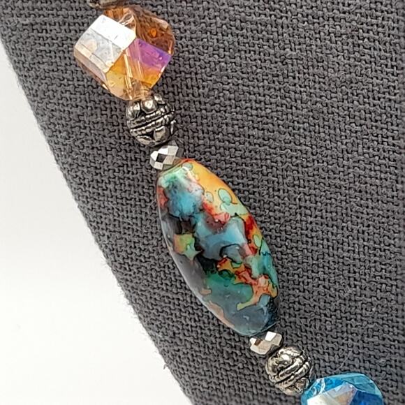 Artisan Multicolored Art Bead Crystal 40 Inch Beaded Necklace, No Clasp - Picture 14 of 15